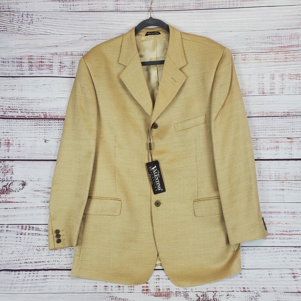 Sergio Valentino Italy Men Blazer 44 Tan Wool/Silk Sport Coat Jacket Regency NWT